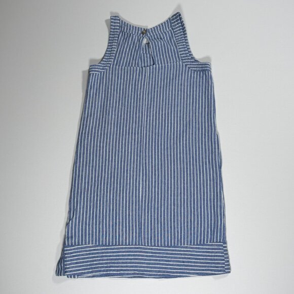 Sleeveless For Cynthia Blue and White Stripe Linen Dress - Picture 6 of 7